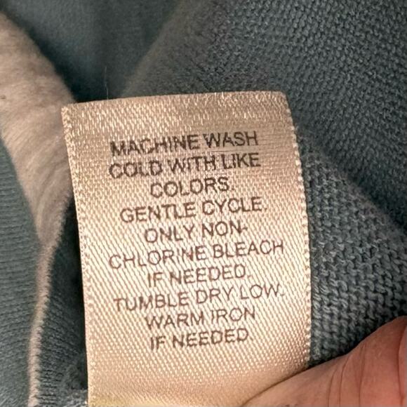 J Jill Aqua Blue Sweater Drawstring Pullover Vintage Crew Neck, Size MP - Picture 5 of 7